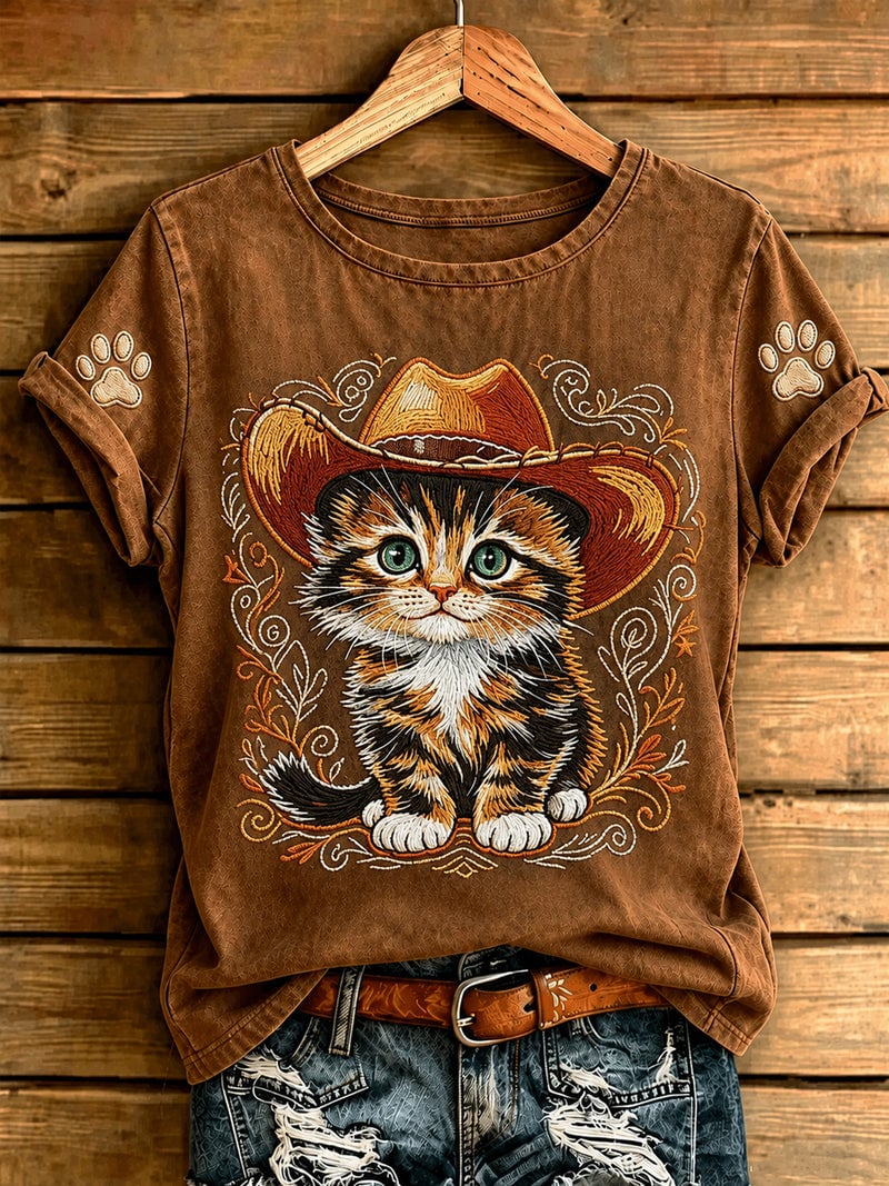 Women Casual Vintage Animal Print T-Shirt