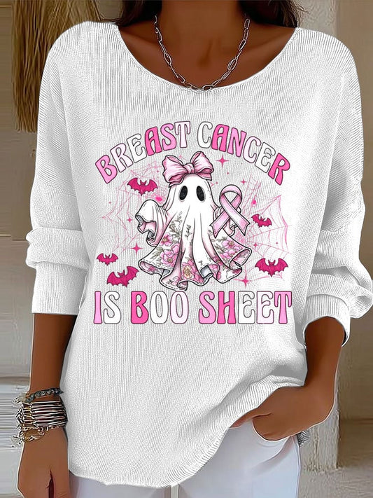 Women's Breast Cancer Print Knitted Top