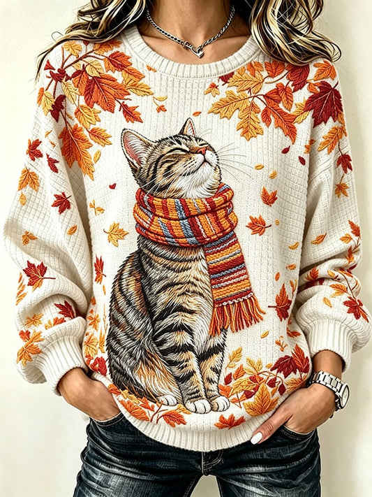 Women's Casual Autumn Checkered Fabric Sweatshirt