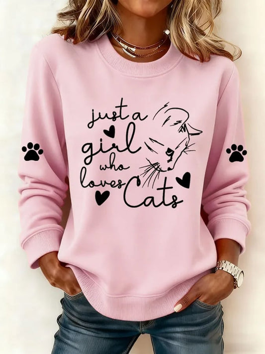 Women's Cute Cat Print Casual Sweatshirt