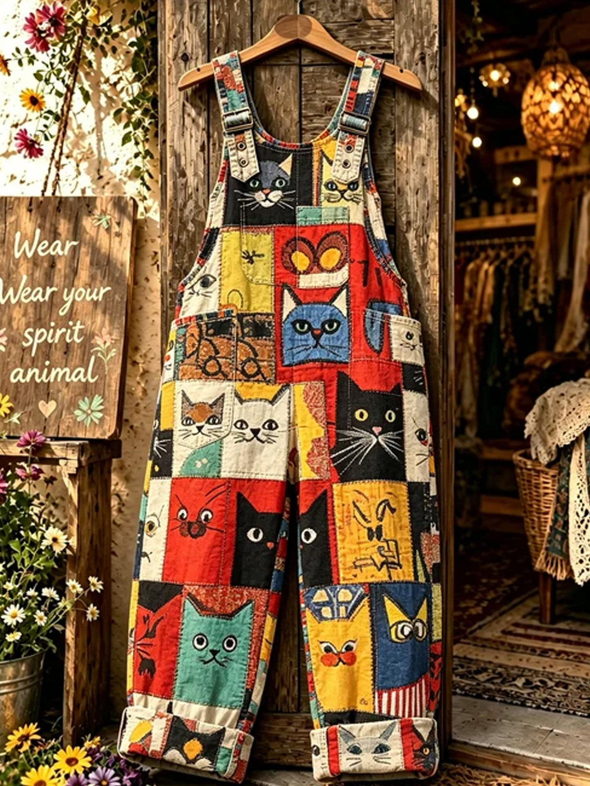Women's Autumn Faux-Denim Print Jumpsuit