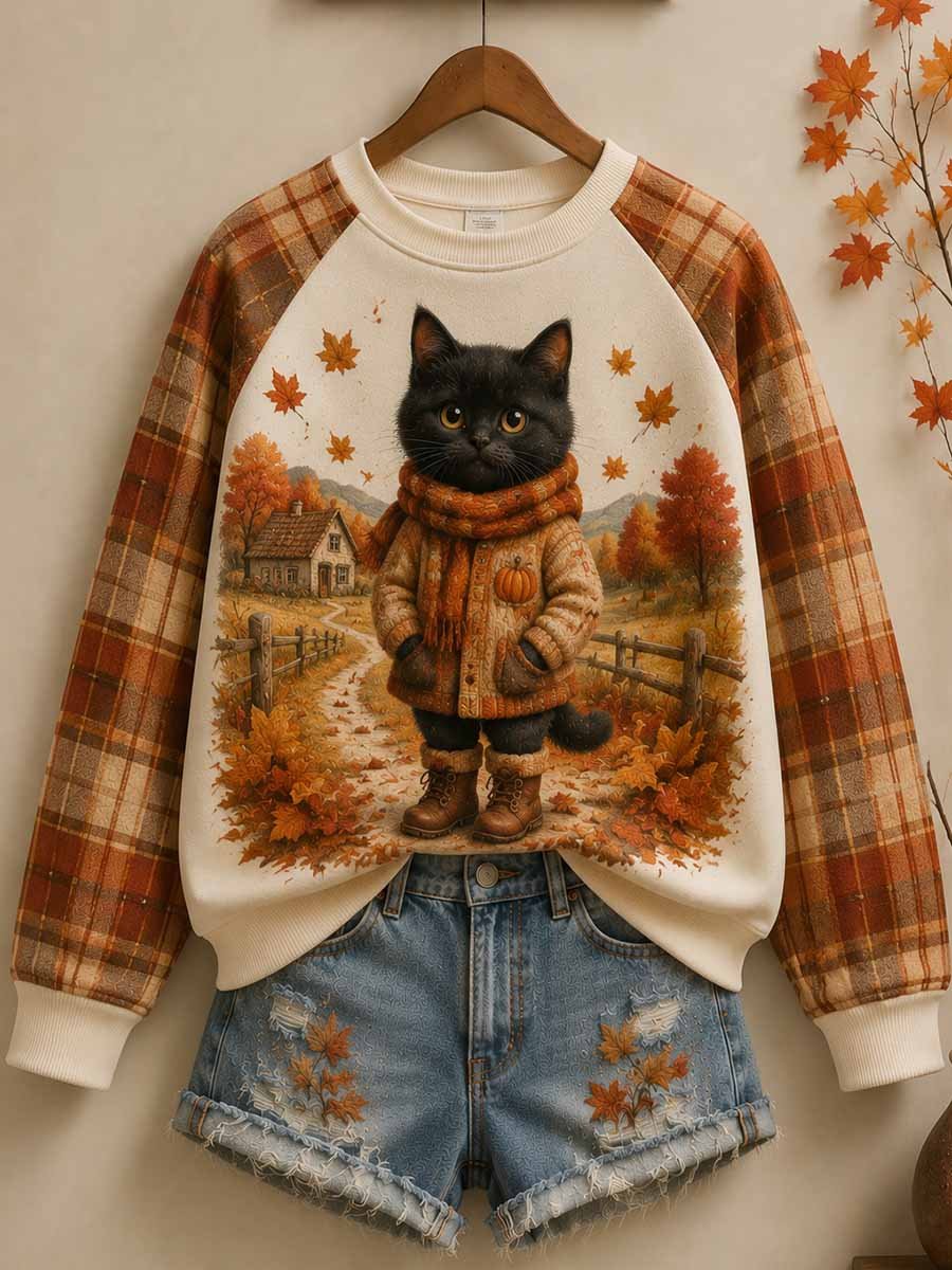 Women's Autumn Casual Animal Print Crewneck Sweatshirt