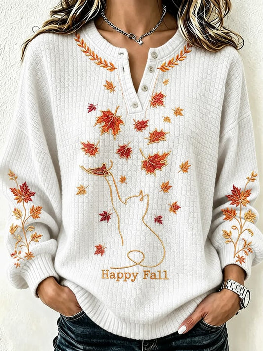 Women's Autumn Fall Cat Printed Hoodie