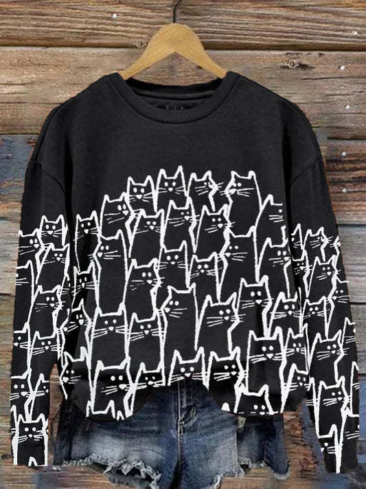 Women's Cute Cat Print Sweatshirt