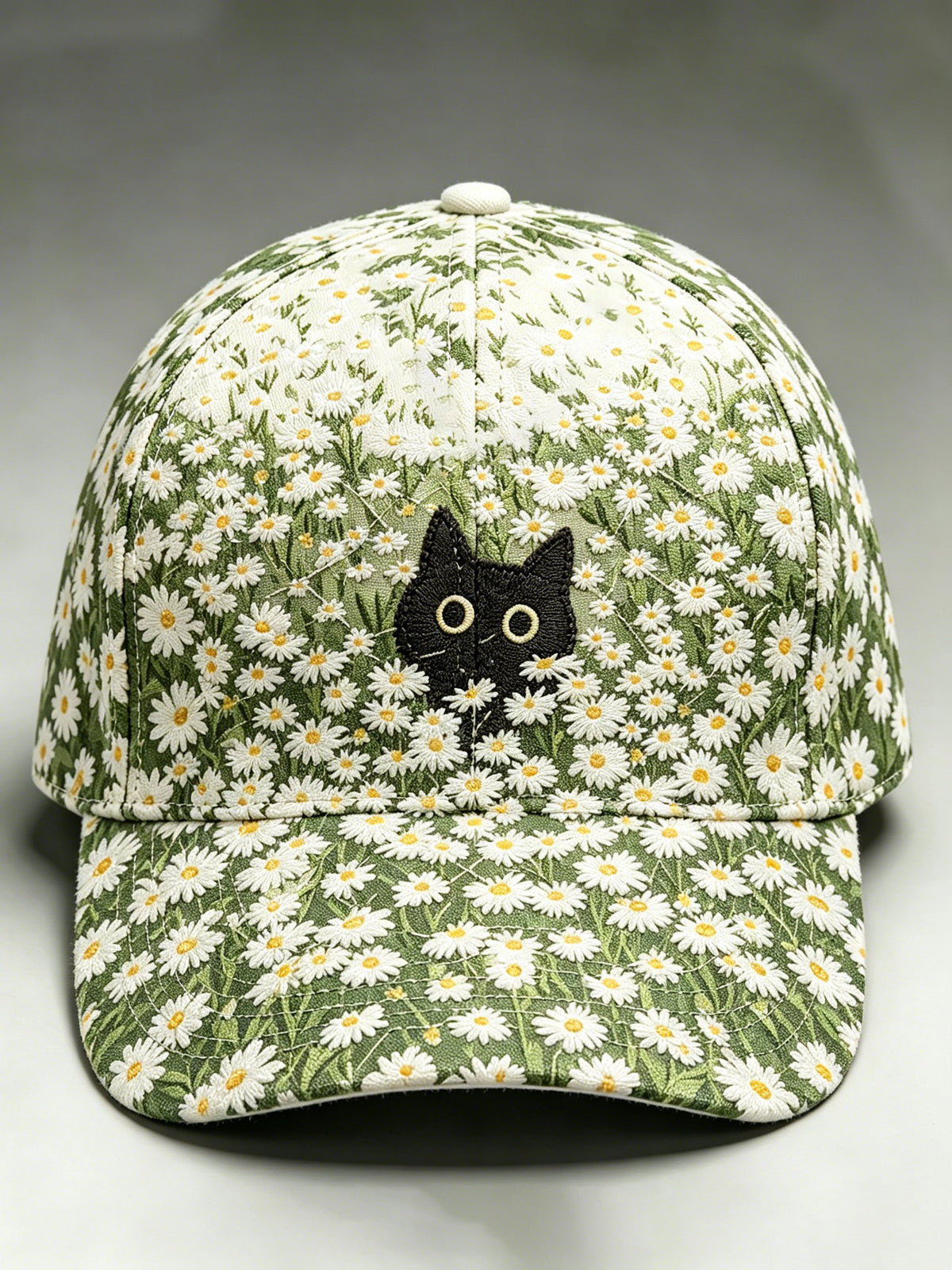Unisex Retro Black Cat With Floral Graphic Print Hat