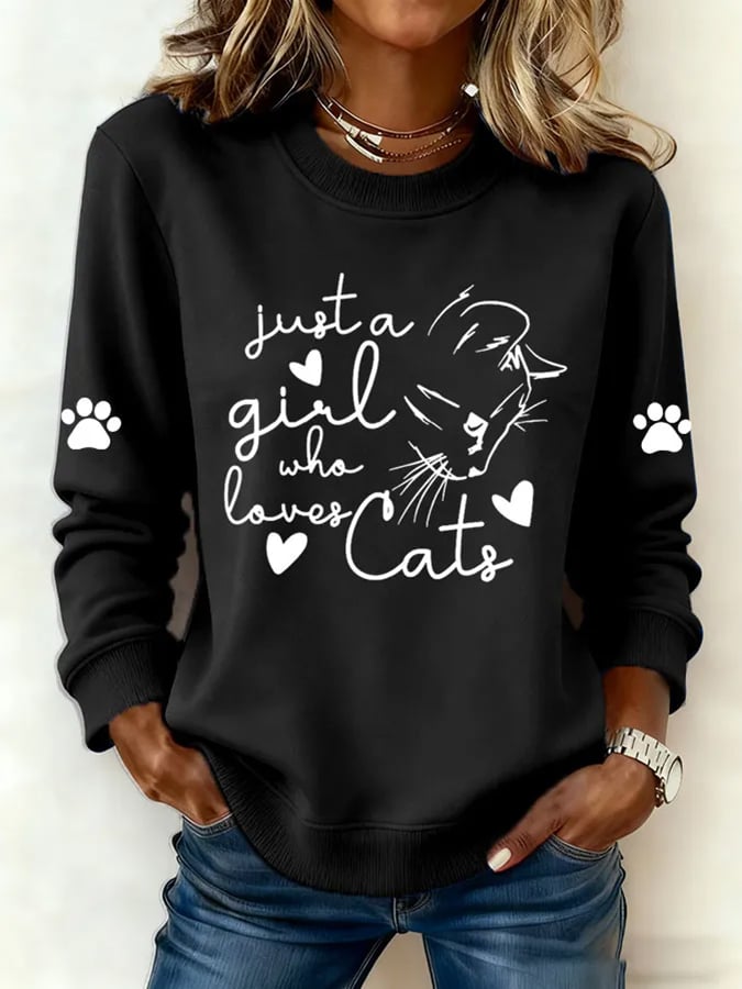 Women's Cute Cat Print Casual Sweatshirt