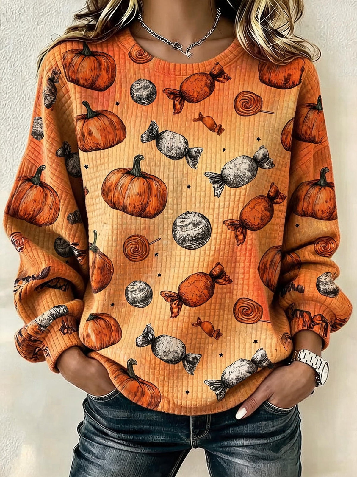 Women's Casual Print Pullover Sweatshirt