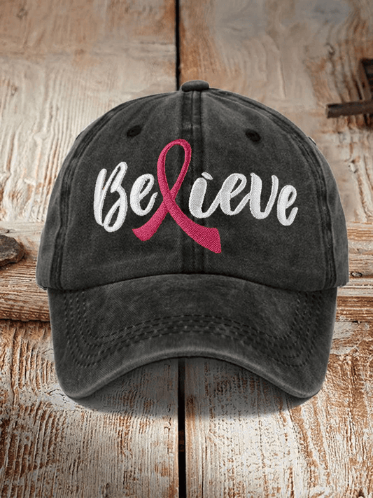 Unisex Breast Cancer Awareness Floral Hat