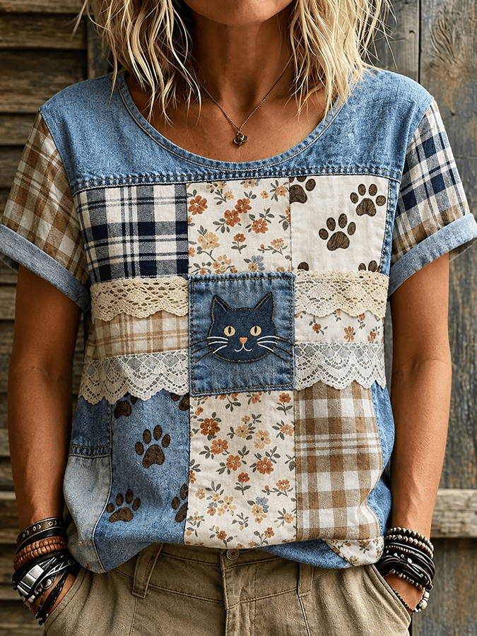 Women's Vintage Print Casual T-Shirt