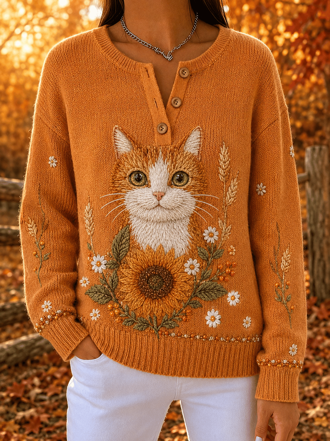Women's Autumn Animal Print Knit Sweater