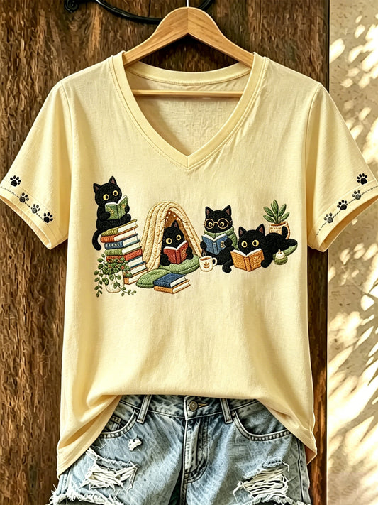 Women's Cat-Print Top