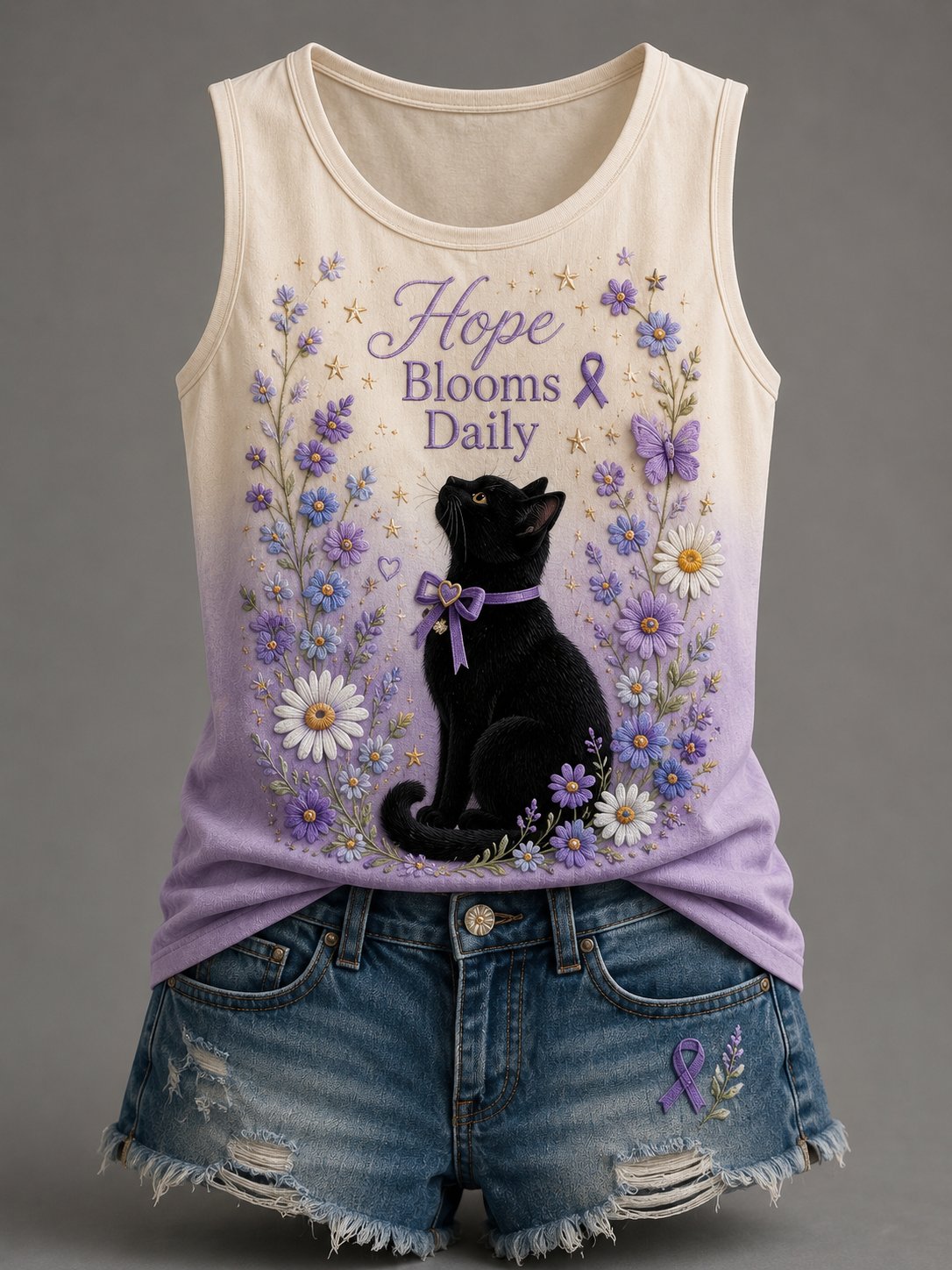 Women Alzheimer's Awareness Print Tank Top