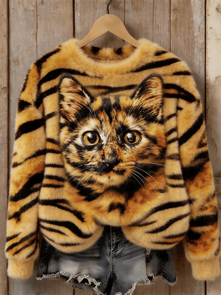 Women's Black Cat Flannel Sweatshirt