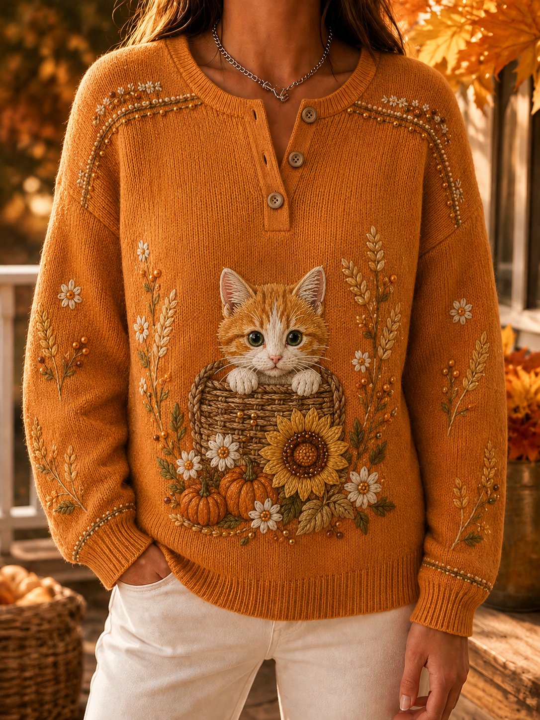 Women's Autumn Animal Print Knit Sweater