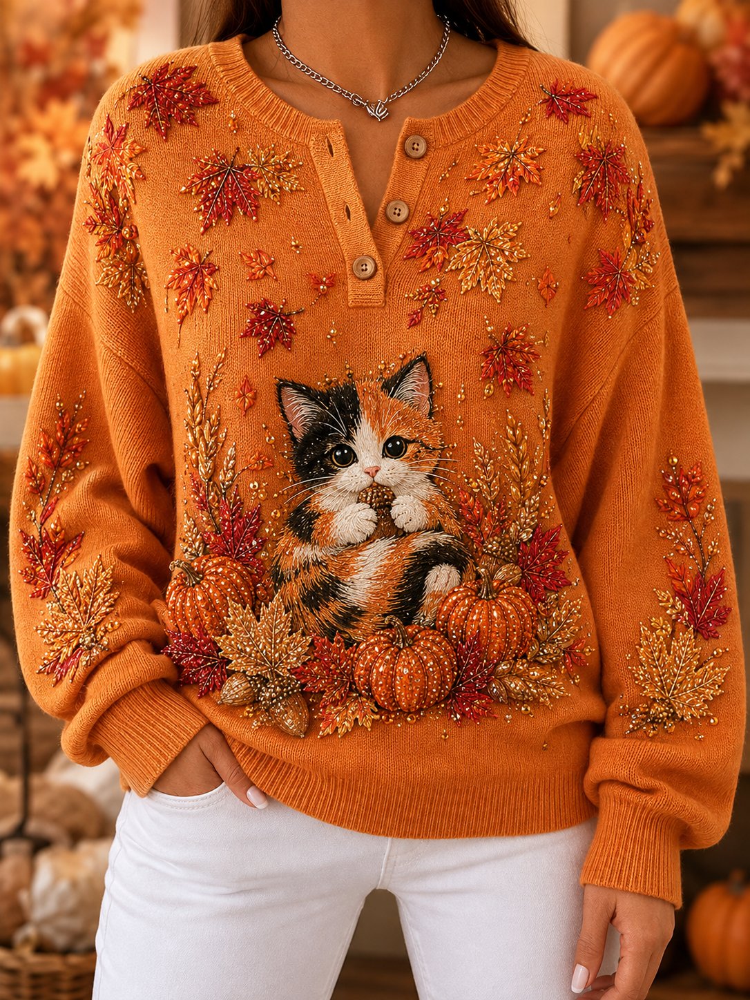 Women's Autumn Animal Print Knit Sweater