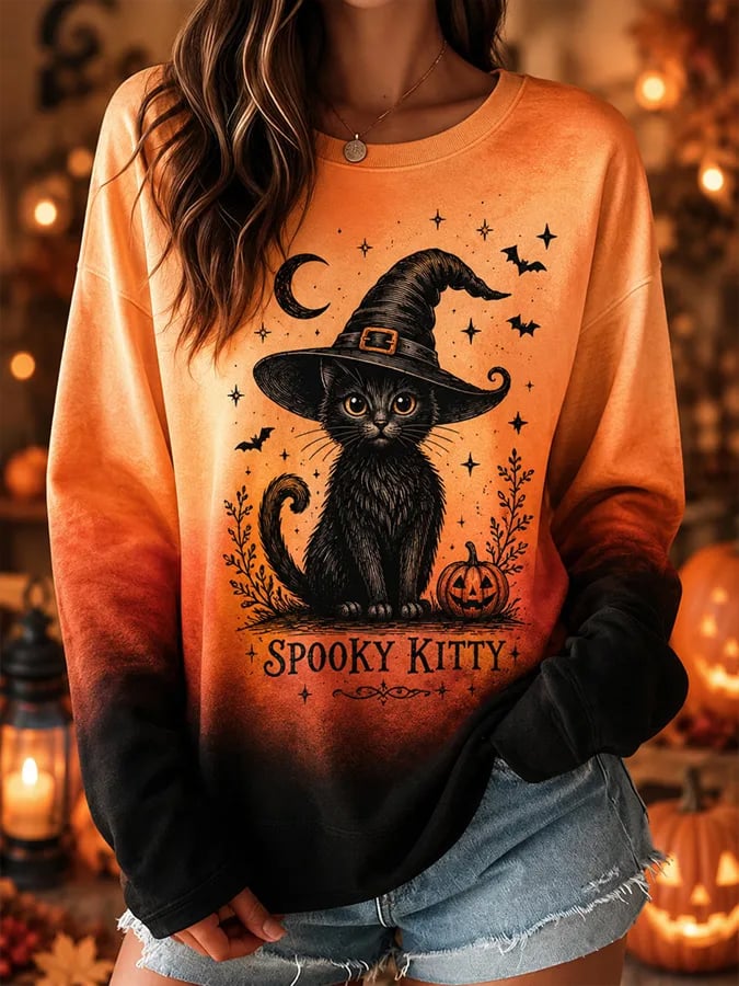 Women'S Casual Halloween Print Sweatshirt