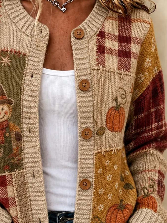 Women'S Casual Maple Leaf Knit Cardigan