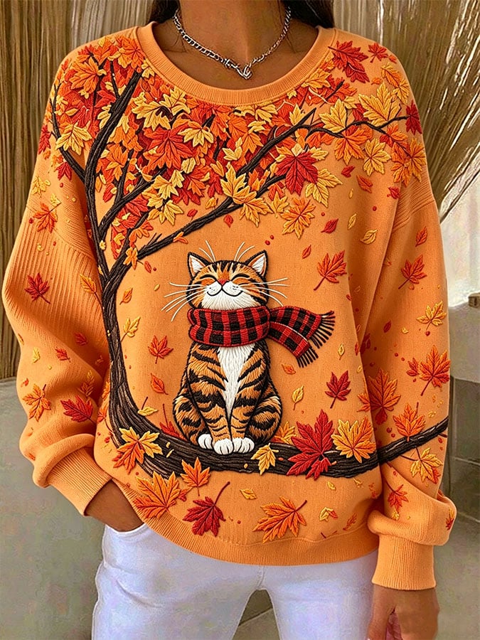 Women's Casual Print Long Sleeve Knit Top