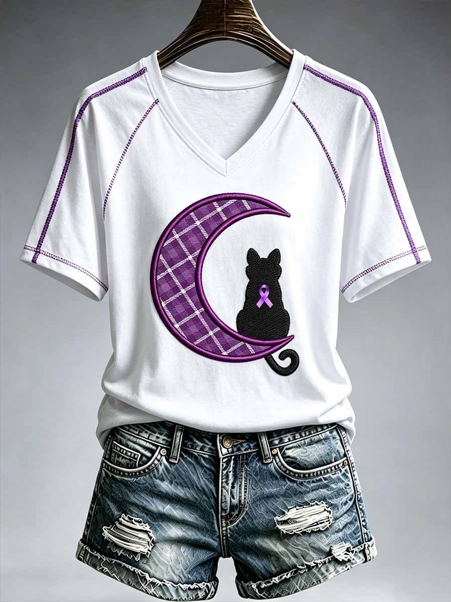 Women's Fashion Alzheimer's Support Pattern short sleeve T-shirt