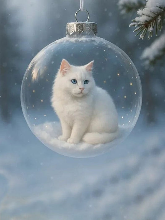 Cute Cat Christmas Glass Ornaments Collection