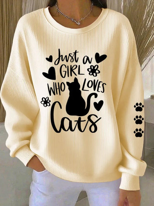 Women's Cute Cat Print Casual Sweatshirt