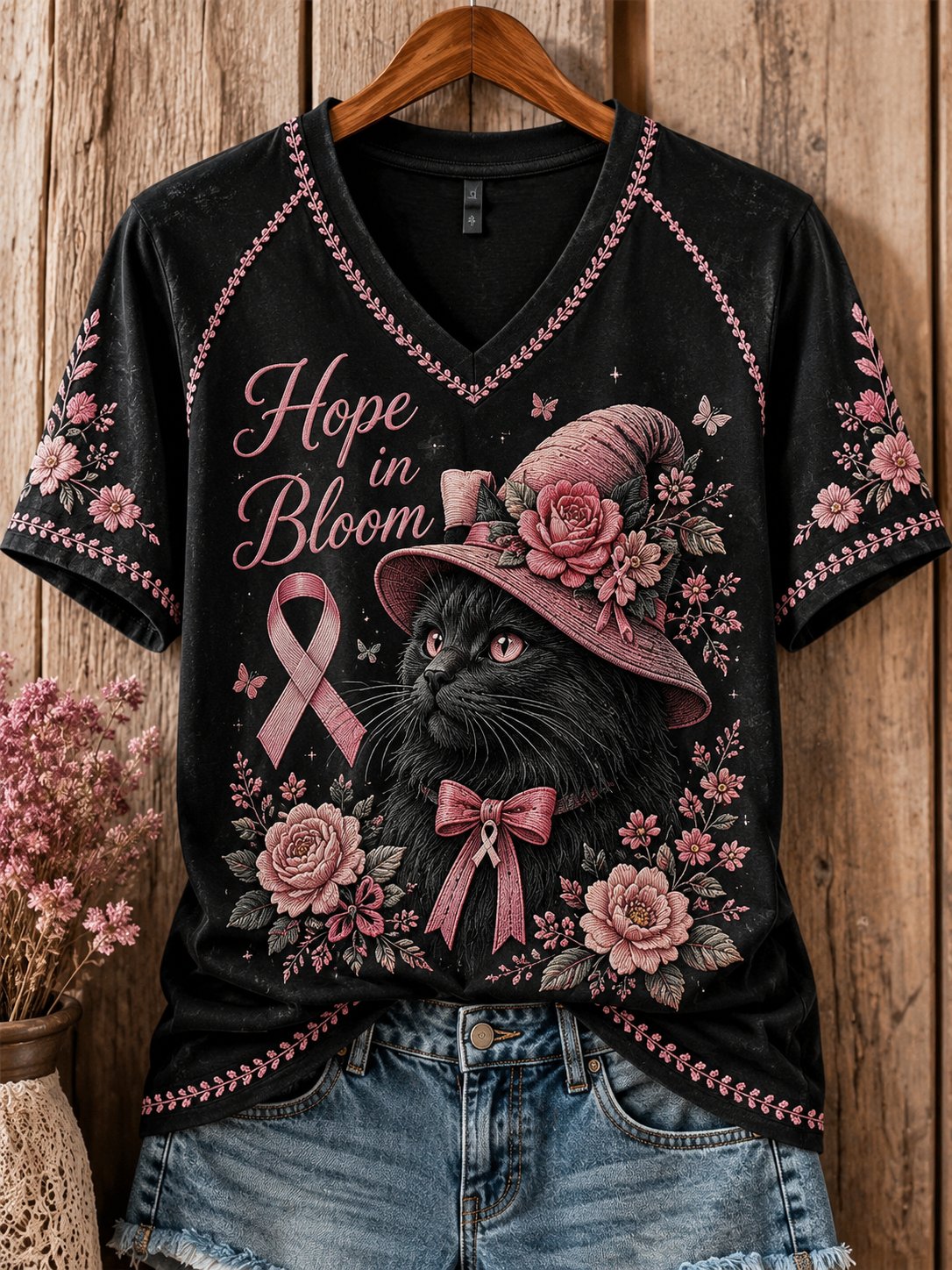 Women's Breast Cancer Print T-shirt