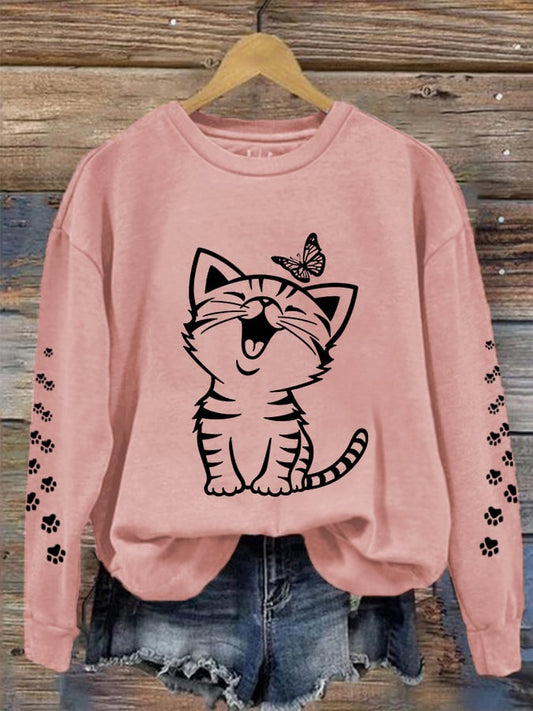 Women's Cute Cat Print Cat Lovers Casual Sweatshirt