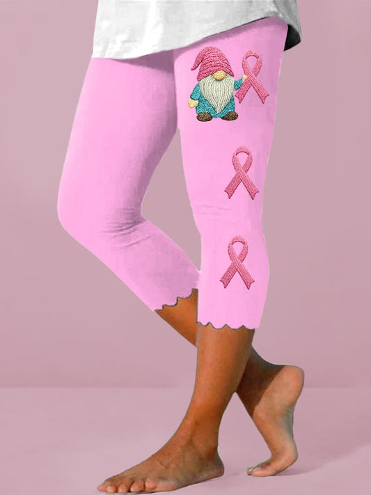 Women's Breast Cancer Awareness Print Cropped Leggings
