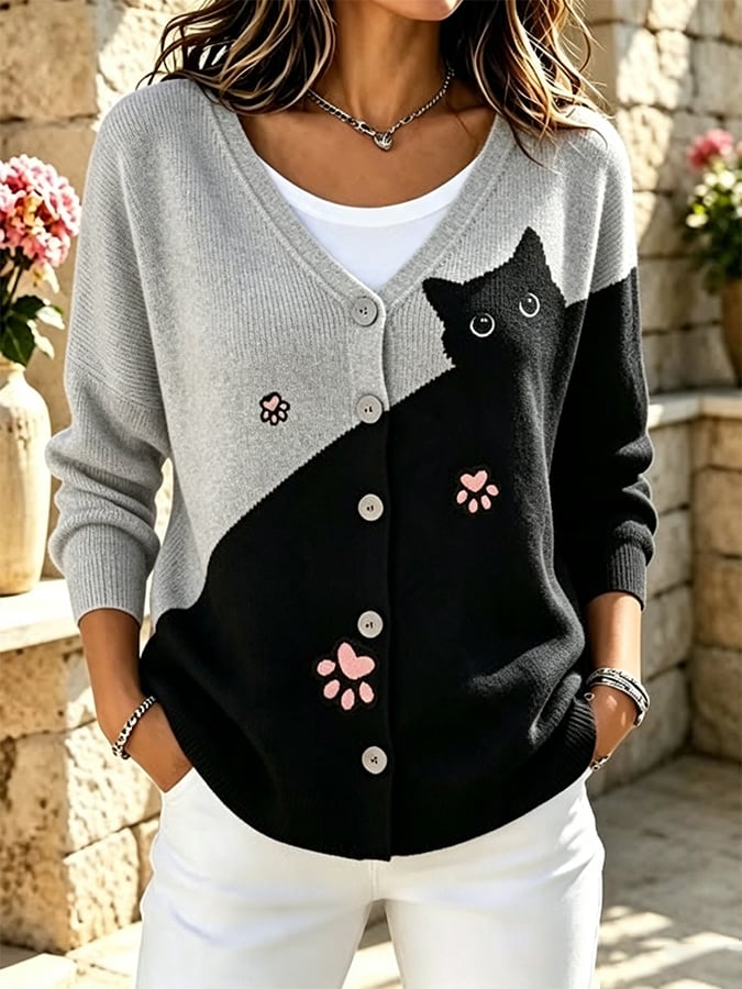 Women's Cat Printing Art Casual Top