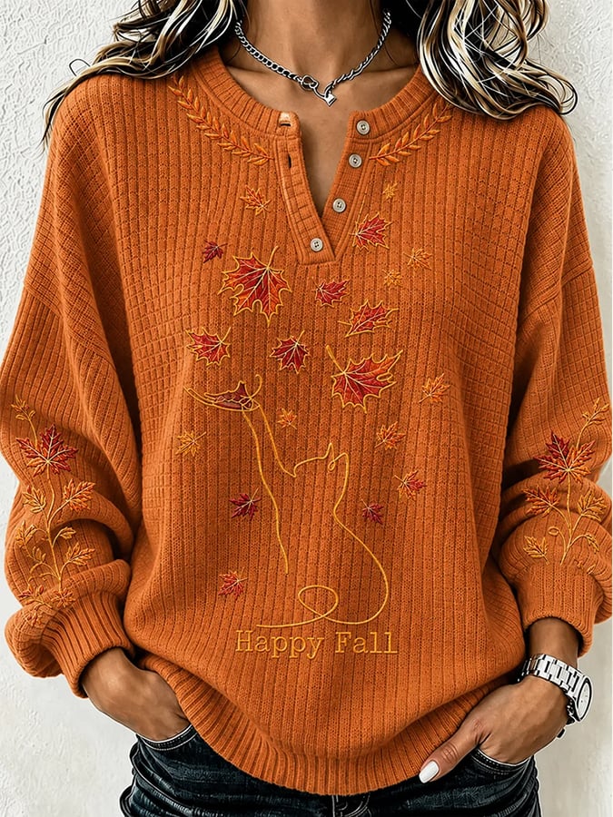 Women's Autumn Fall Cat Printed Hoodie