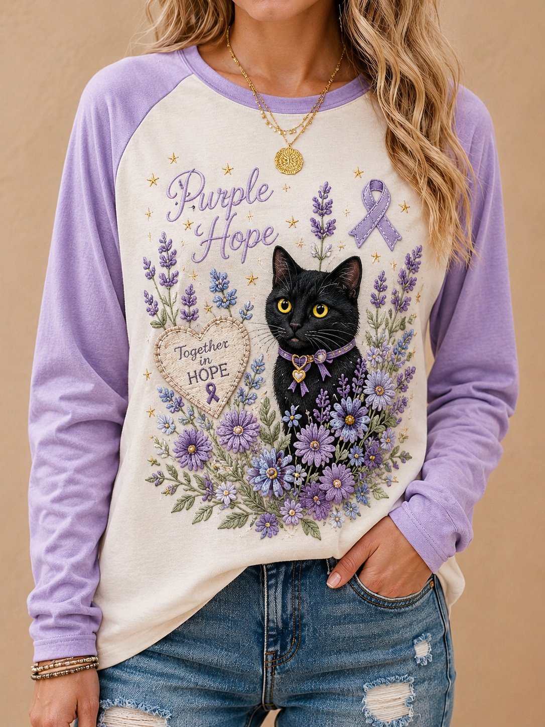 Women Alzheimer's Awareness Print Sweatshirt