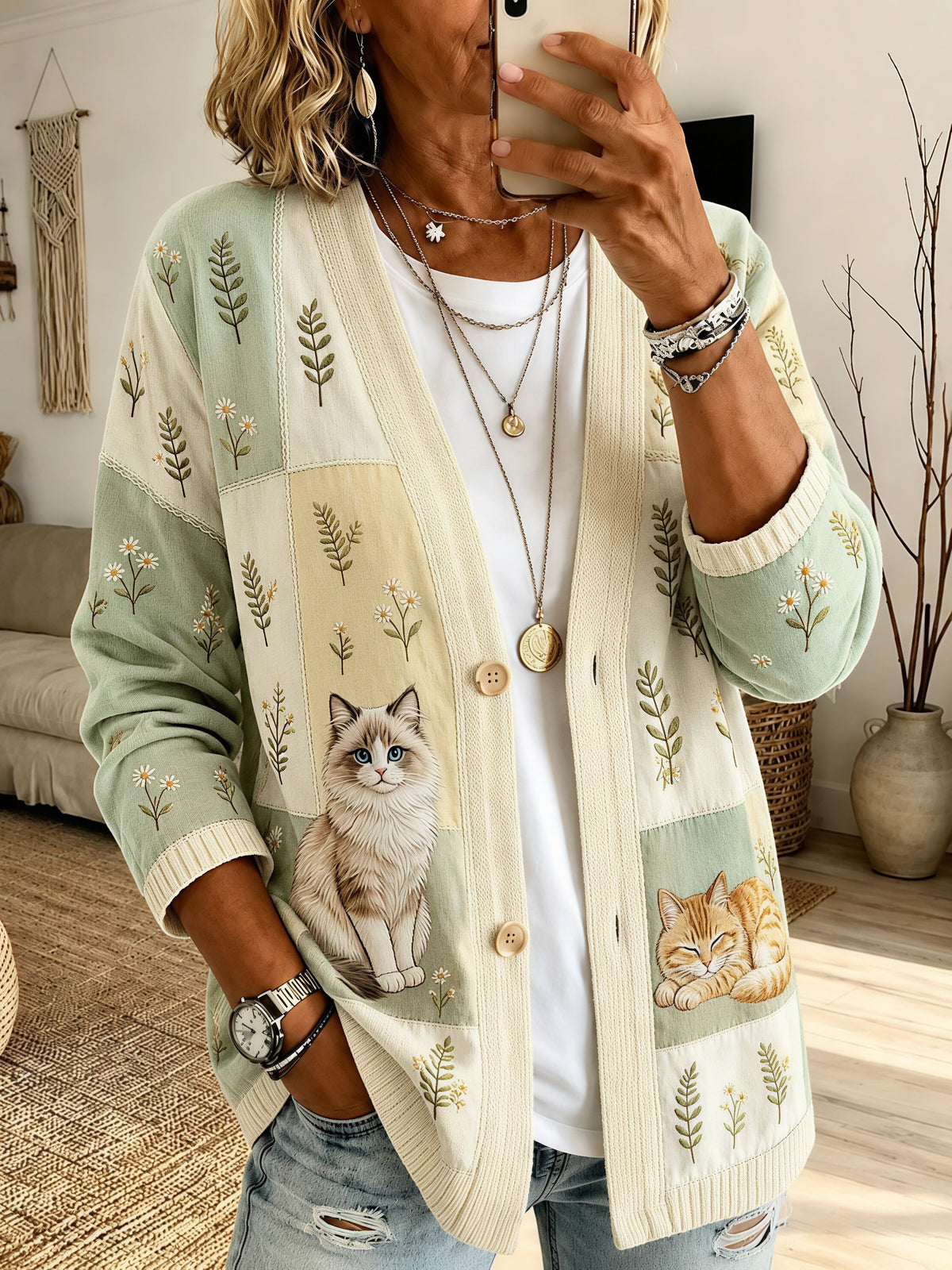 Women's Casual Animal Print Cardigan