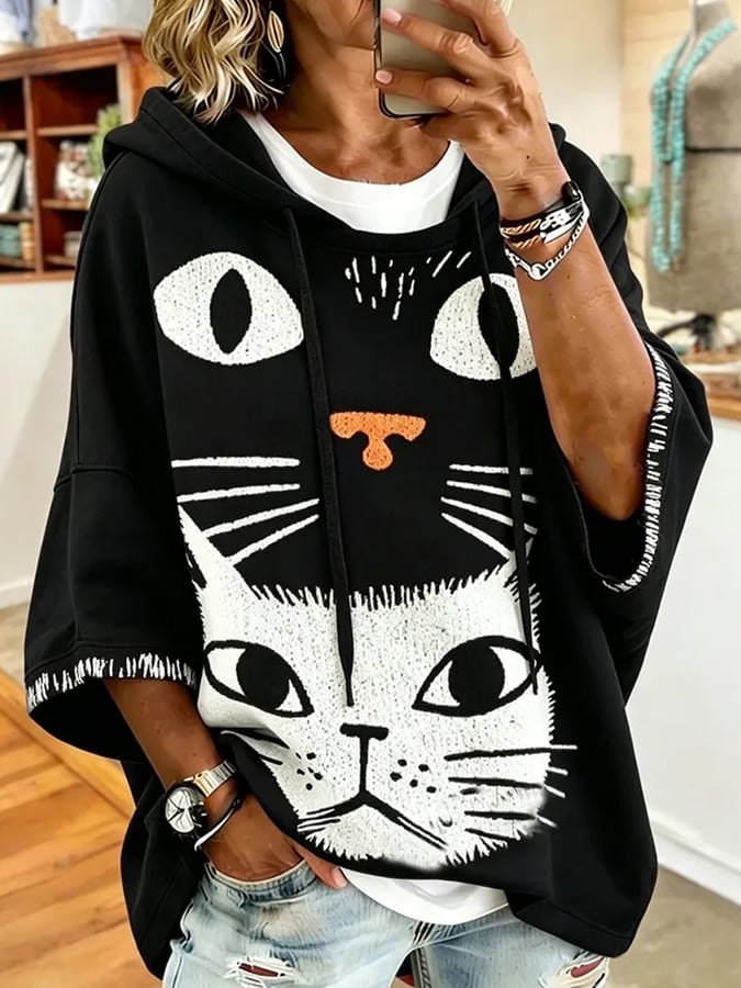 Women's Cat Printing Art Casual Top