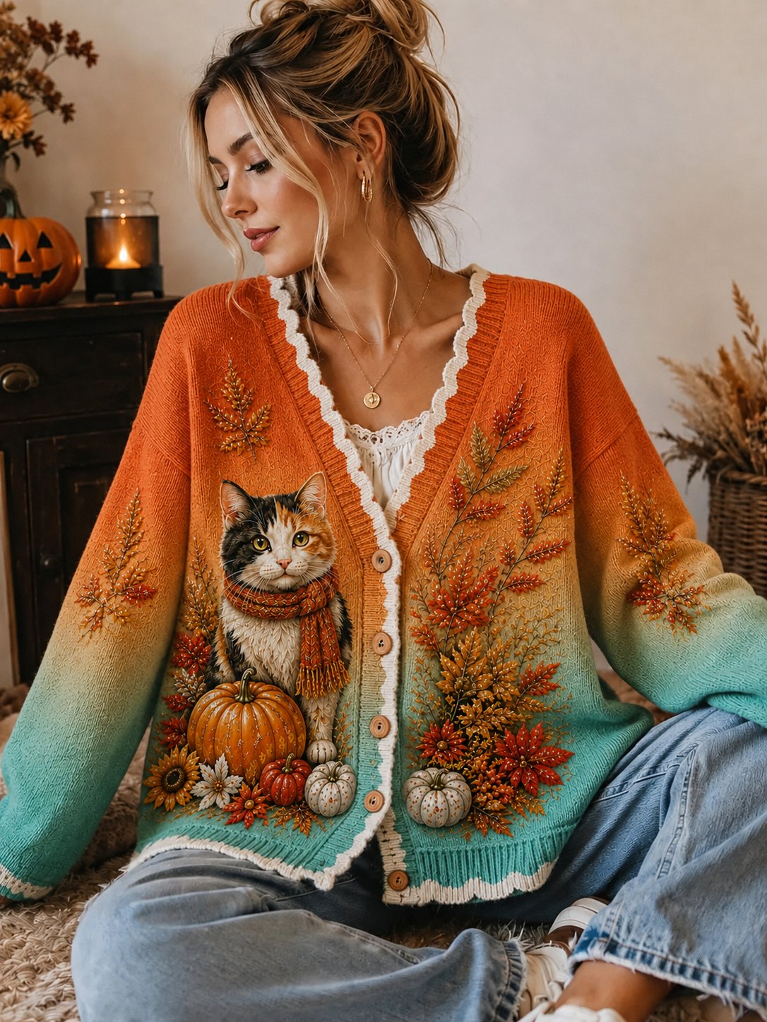 Women's Fall Animal Print Cardigan
