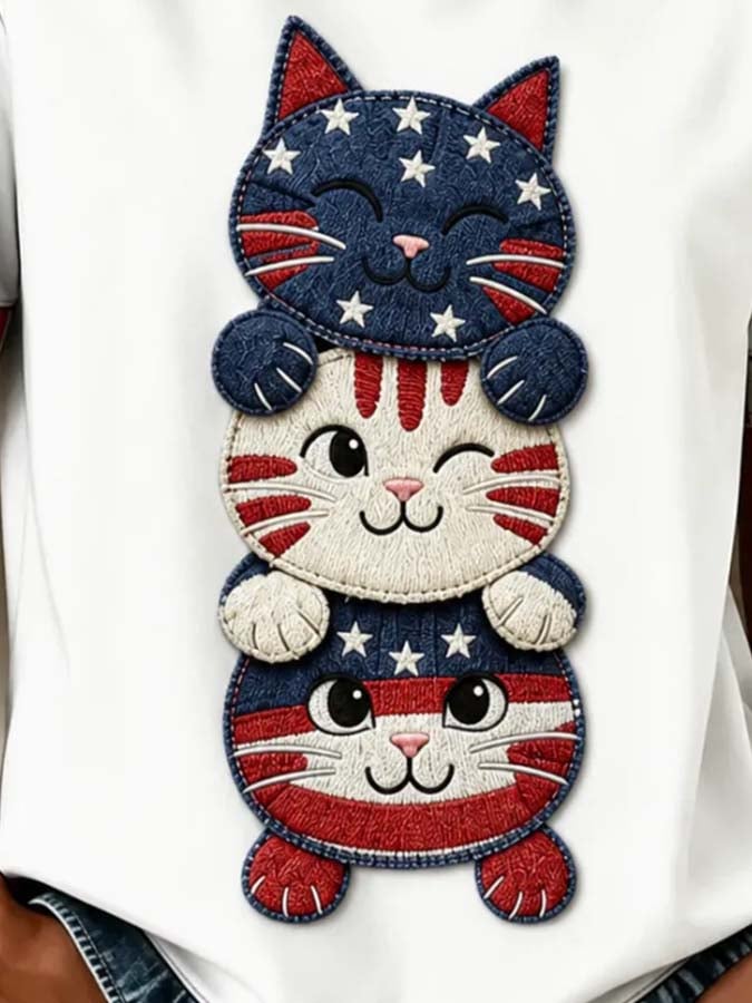 Women'S Casual Patriotic Print Top