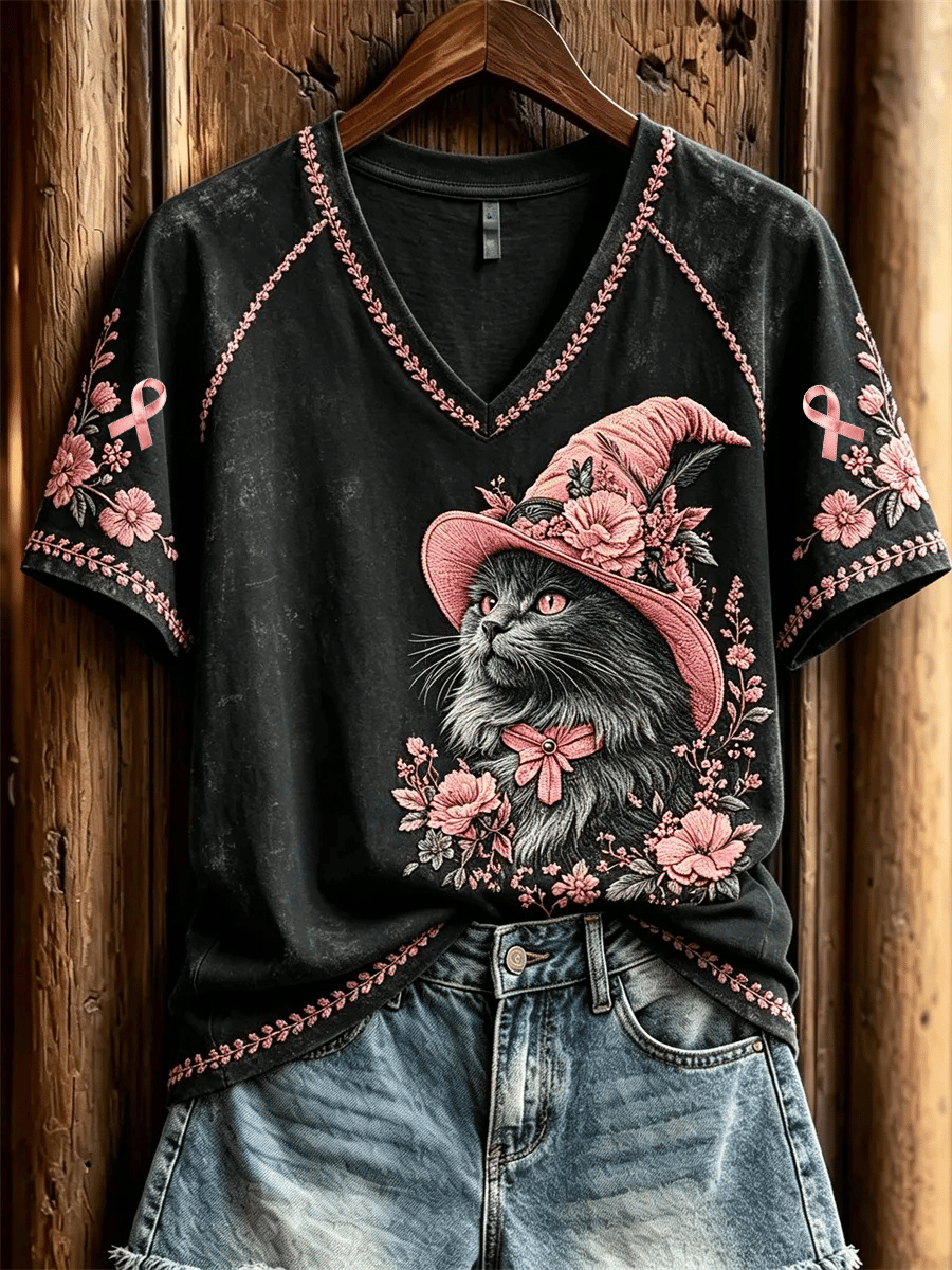 Women's Breast Cancer Print T-shirt