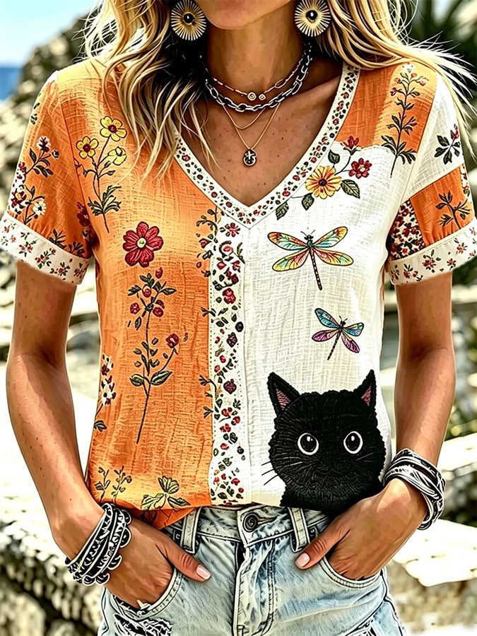 Women's Casual Print Short-Sleeve T-Shirt
