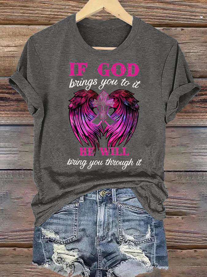 Women's Faith & Strength: 'My God Is Stronger Than Breast Cancer' T-Shirt