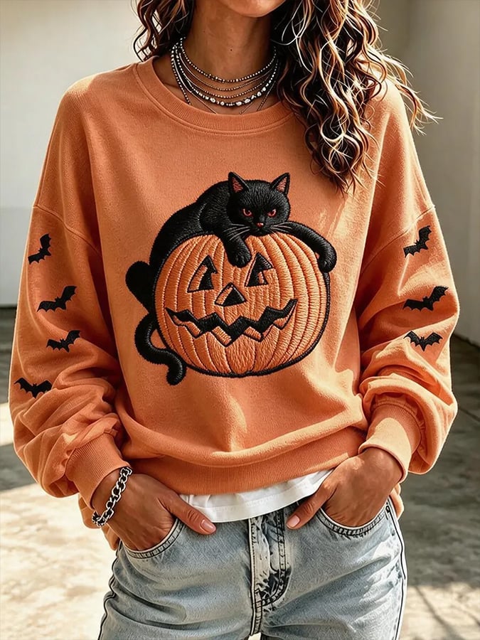 Women'S Casual Halloween Print Sweatshirt