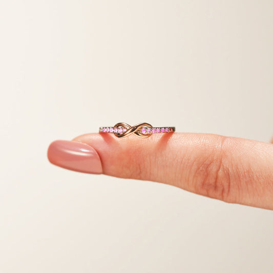 S925 Raise Awareness Of Breast Cancer Pink Infinity Diamond Ring