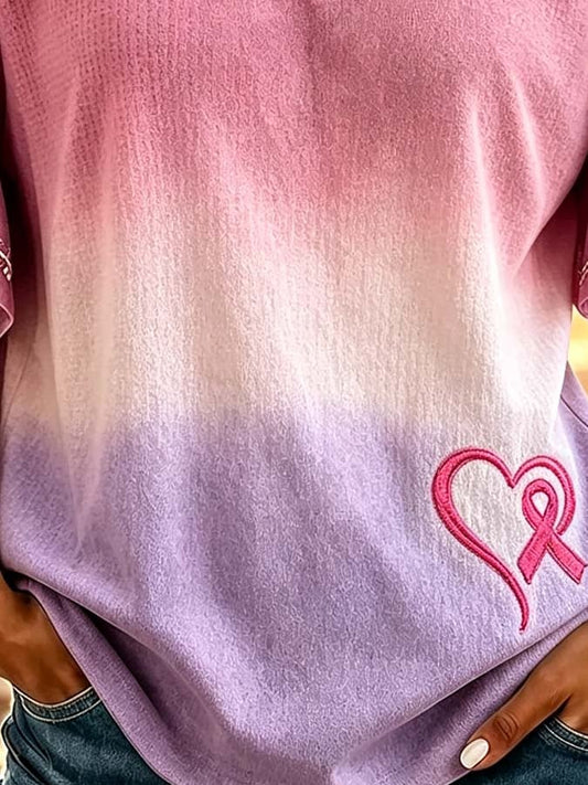 Faith-Themed Printed Top For Women'S Breast Cancer Prevention
