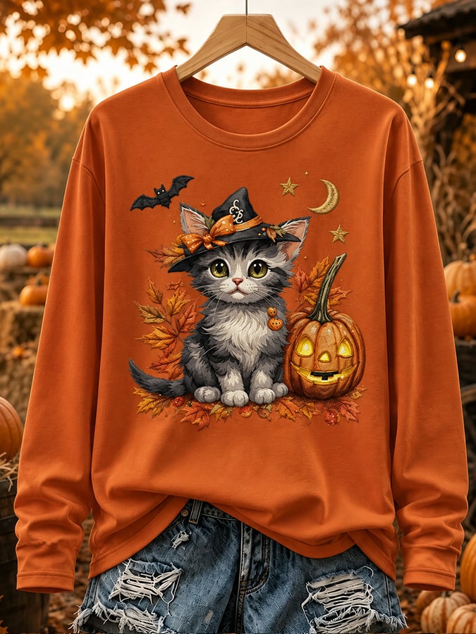 Women'S Halloween Print Crew Neck Top