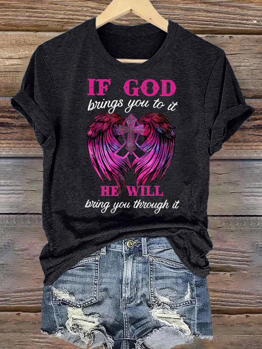Women's Faith & Strength: 'My God Is Stronger Than Breast Cancer' T-Shirt
