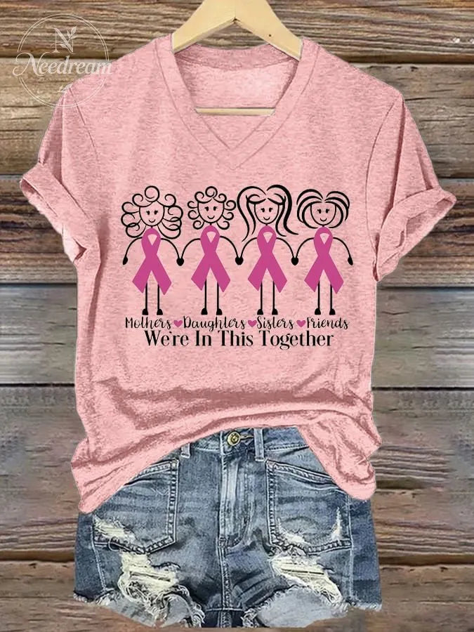 Women'S Breast Cancer Mothers, Daughters, Sisters, Friends Are Involved Printed T-Shirt