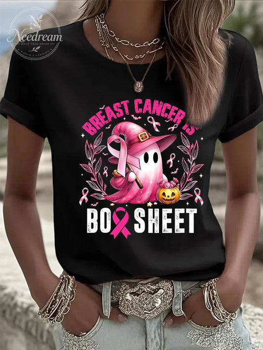 Women's CasualBreast Cancer is Boo Sheet T-Shirt