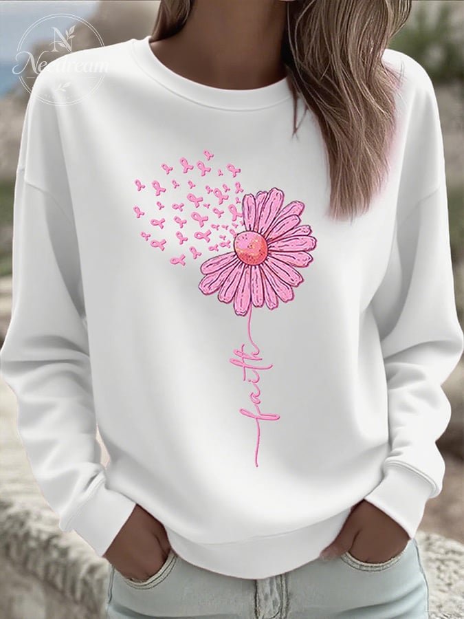 Women's Breast Cancer Faith Print Sweatshirt
