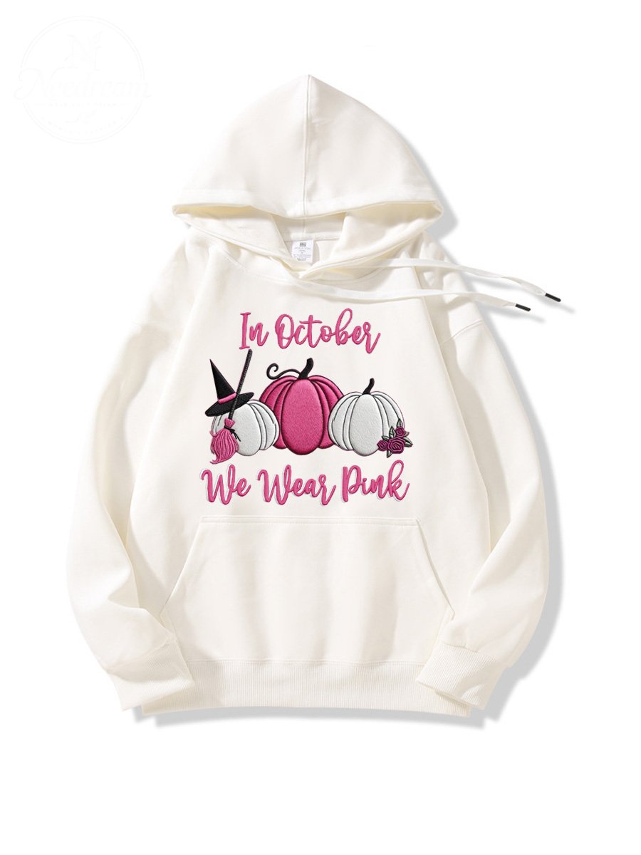 In October We Wear Pink Pattern 100% 300g Cotton Classic Hoodie