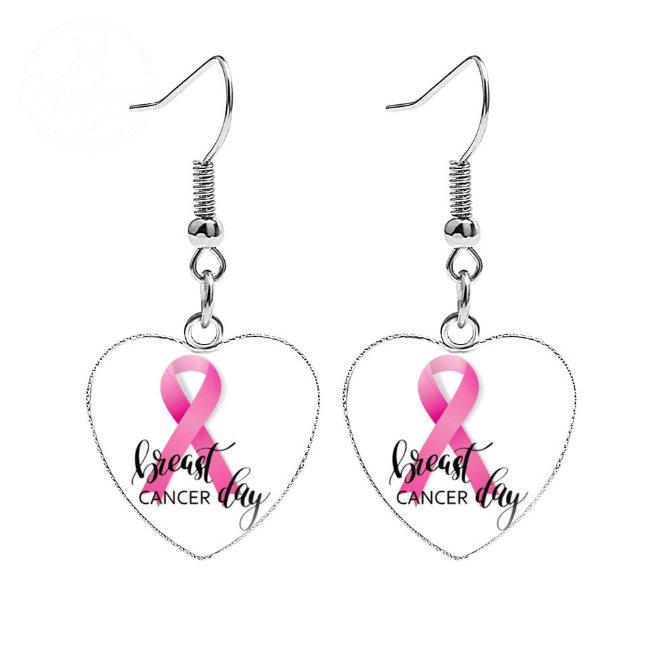 AIDS Breast Prevention Badge Earrings