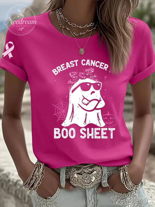 Women's CasualBreast Cancer is Boo Sheet T-Shirt