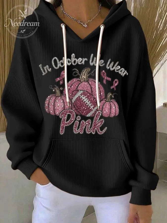 Women's October We Wear Pink Printed Casual Sweatshirt